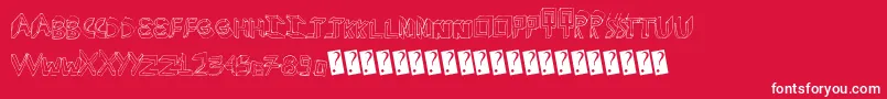 Fonte Extradimension – fontes brancas em um fundo vermelho