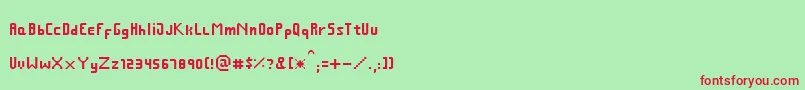 フォントFcraftSmallpix – 赤い文字の緑の背景