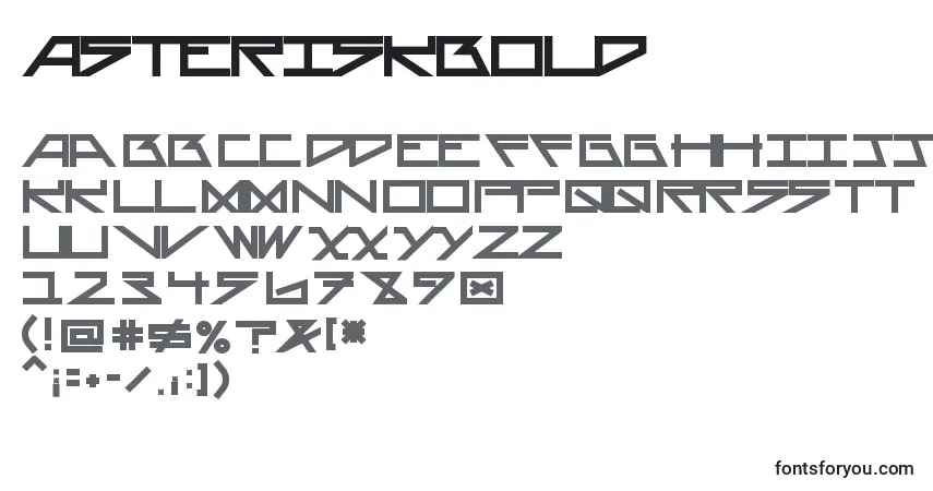 A fonte AsteriskBold – alfabeto, números, caracteres especiais