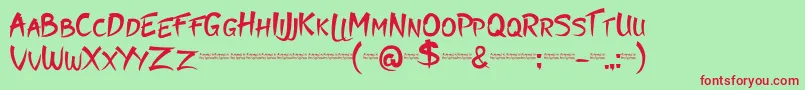 フォントMoyko – 赤い文字の緑の背景