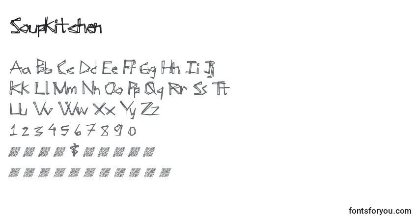 Schriftart Soupkitchen – Alphabet, Zahlen, spezielle Symbole