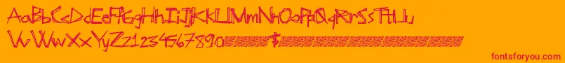 Fonte Soupkitchen – fontes vermelhas em um fundo laranja