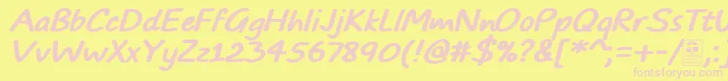 TypoComicsBoldItalicDemo Font – Pink Fonts on Yellow Background