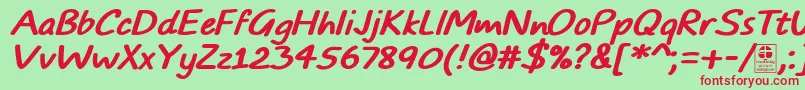 TypoComicsBoldItalicDemo Font – Red Fonts on Green Background