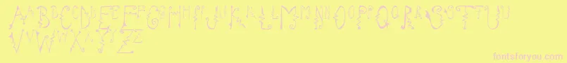 CassattaZig-fontti – vaaleanpunaiset fontit keltaisella taustalla