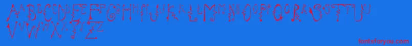 フォントCassattaZig – 赤い文字の青い背景