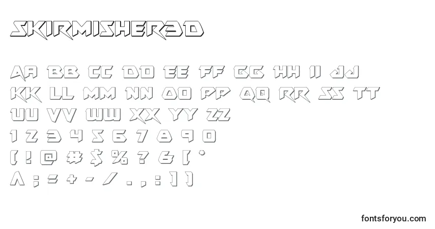 Czcionka Skirmisher3D – alfabet, cyfry, specjalne znaki