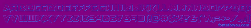 Skirmisher3D-Schriftart – Blaue Schriften auf violettem Hintergrund