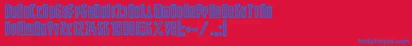 Partin-Schriftart – Blaue Schriften auf rotem Hintergrund