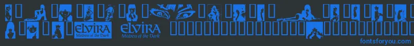 Fonte ElviraDingbats – fontes azuis em um fundo preto