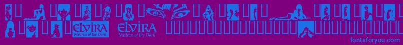 ElviraDingbats-Schriftart – Blaue Schriften auf violettem Hintergrund