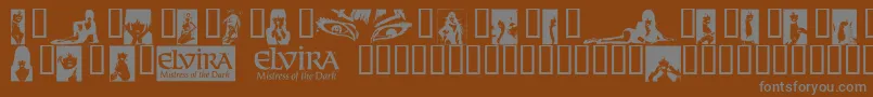 ElviraDingbats-Schriftart – Graue Schriften auf braunem Hintergrund