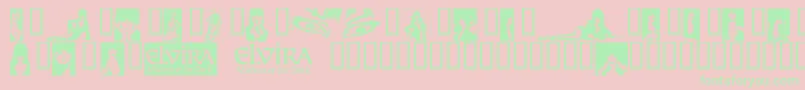 ElviraDingbats-Schriftart – Grüne Schriften auf rosa Hintergrund