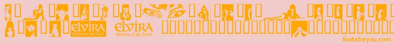 Police ElviraDingbats – polices orange sur fond rose