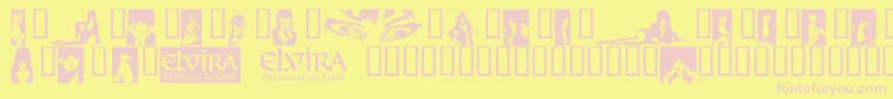 ElviraDingbats-Schriftart – Rosa Schriften auf gelbem Hintergrund
