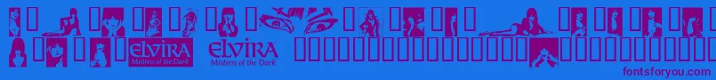 Fonte ElviraDingbats – fontes roxas em um fundo azul