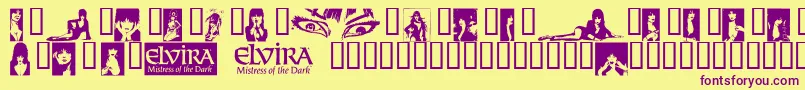 ElviraDingbats Font – Purple Fonts on Yellow Background