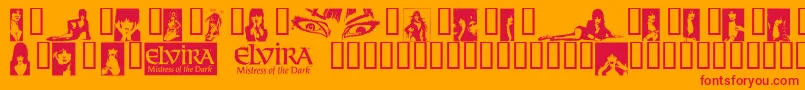 ElviraDingbats-Schriftart – Rote Schriften auf orangefarbenem Hintergrund
