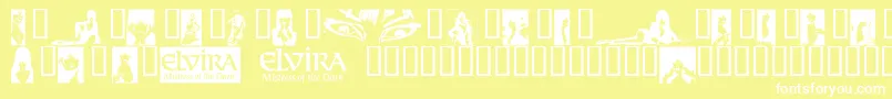ElviraDingbats-Schriftart – Weiße Schriften auf gelbem Hintergrund