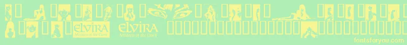 ElviraDingbats-Schriftart – Gelbe Schriften auf grünem Hintergrund