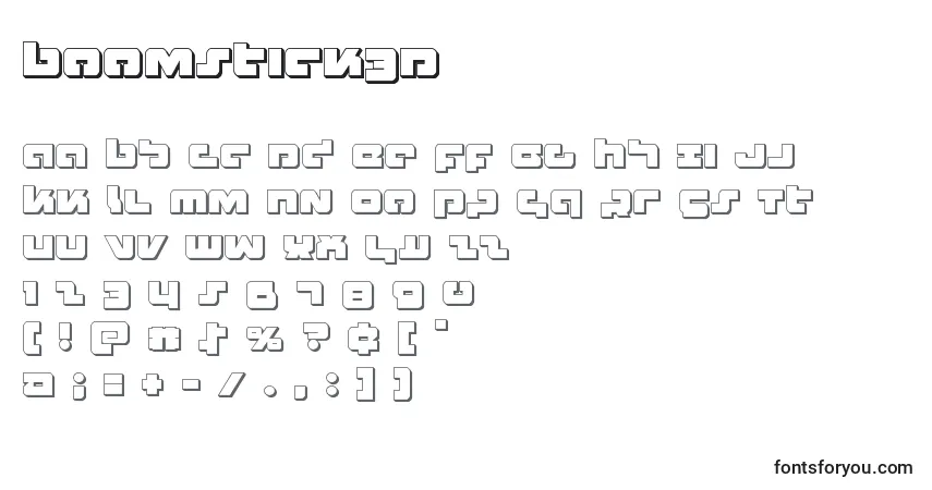 Czcionka Boomstick3D – alfabet, cyfry, specjalne znaki