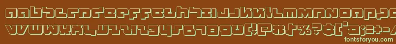 フォントBoomstick3D – 緑色の文字が茶色の背景にあります。
