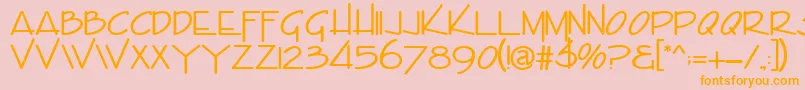 EmilieRegular-Schriftart – Orangefarbene Schriften auf rosa Hintergrund