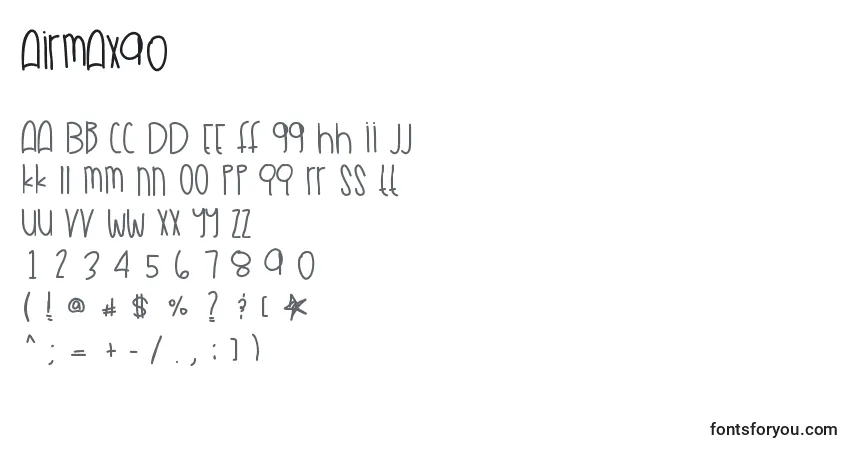 Czcionka Airmax90 – alfabet, cyfry, specjalne znaki