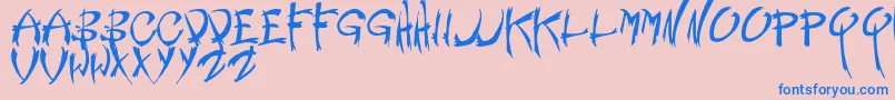 Nemesis Font – Blue Fonts on Pink Background