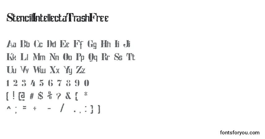 StencilIntellectaTrashFreeフォント–アルファベット、数字、特殊文字
