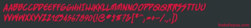 フォントStraightjacketbb ffy – 黒い背景に赤い文字
