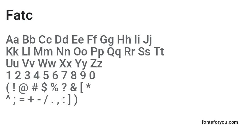 Schriftart Fatc – Alphabet, Zahlen, spezielle Symbole