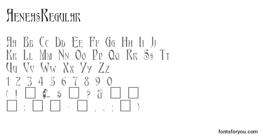 A fonte AeneasRegular – alfabeto, números, caracteres especiais