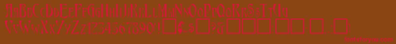フォントAeneasRegular – 赤い文字が茶色の背景にあります。