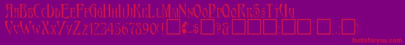 フォントAeneasRegular – 紫の背景に赤い文字