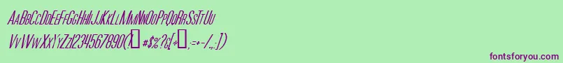 Fonte MoviePosterItalic – fontes roxas em um fundo verde