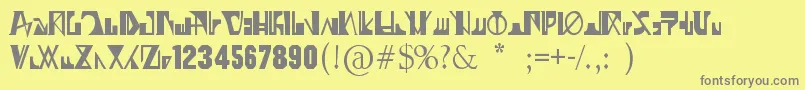 フォント07GhostZaiphon – 黄色の背景に灰色の文字