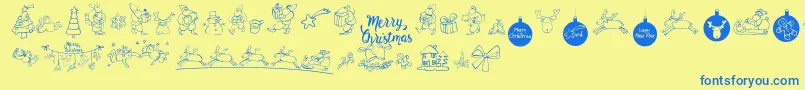 MerryChristmas Font – Blue Fonts on Yellow Background