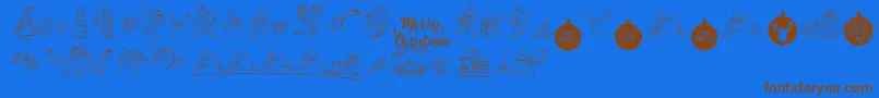 MerryChristmas Font – Brown Fonts on Blue Background