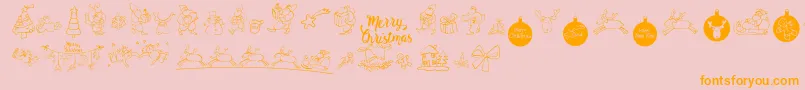 フォントMerryChristmas – オレンジの文字がピンクの背景にあります。