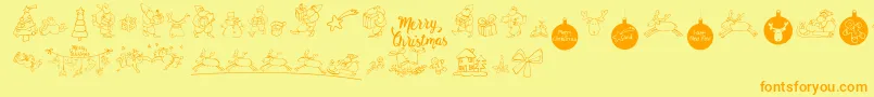 MerryChristmas-Schriftart – Orangefarbene Schriften auf gelbem Hintergrund