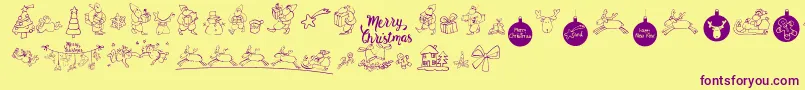 フォントMerryChristmas – 紫色のフォント、黄色の背景