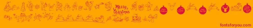 MerryChristmas-Schriftart – Rote Schriften auf orangefarbenem Hintergrund