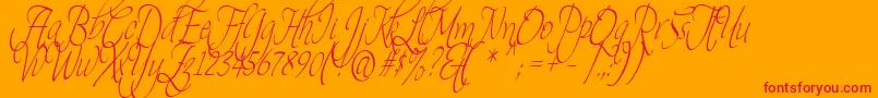 Theage Font – Red Fonts on Orange Background