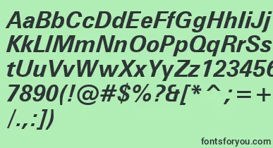 ZurichBoldItalicWin95bt font – Black Fonts On Green Background