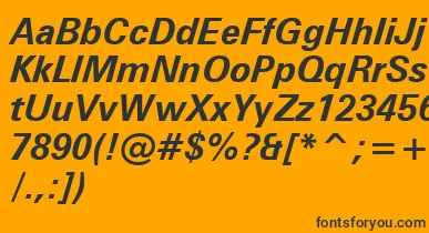 ZurichBoldItalicWin95bt font – Black Fonts On Orange Background
