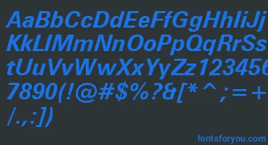 ZurichBoldItalicWin95bt font – Blue Fonts On Black Background
