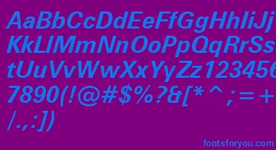 ZurichBoldItalicWin95bt font – Blue Fonts On Purple Background