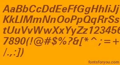 ZurichBoldItalicWin95bt font – Brown Fonts On Orange Background