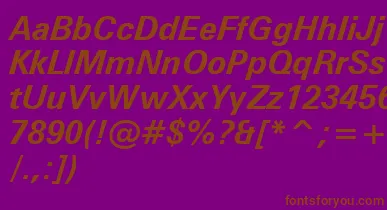 ZurichBoldItalicWin95bt font – Brown Fonts On Purple Background